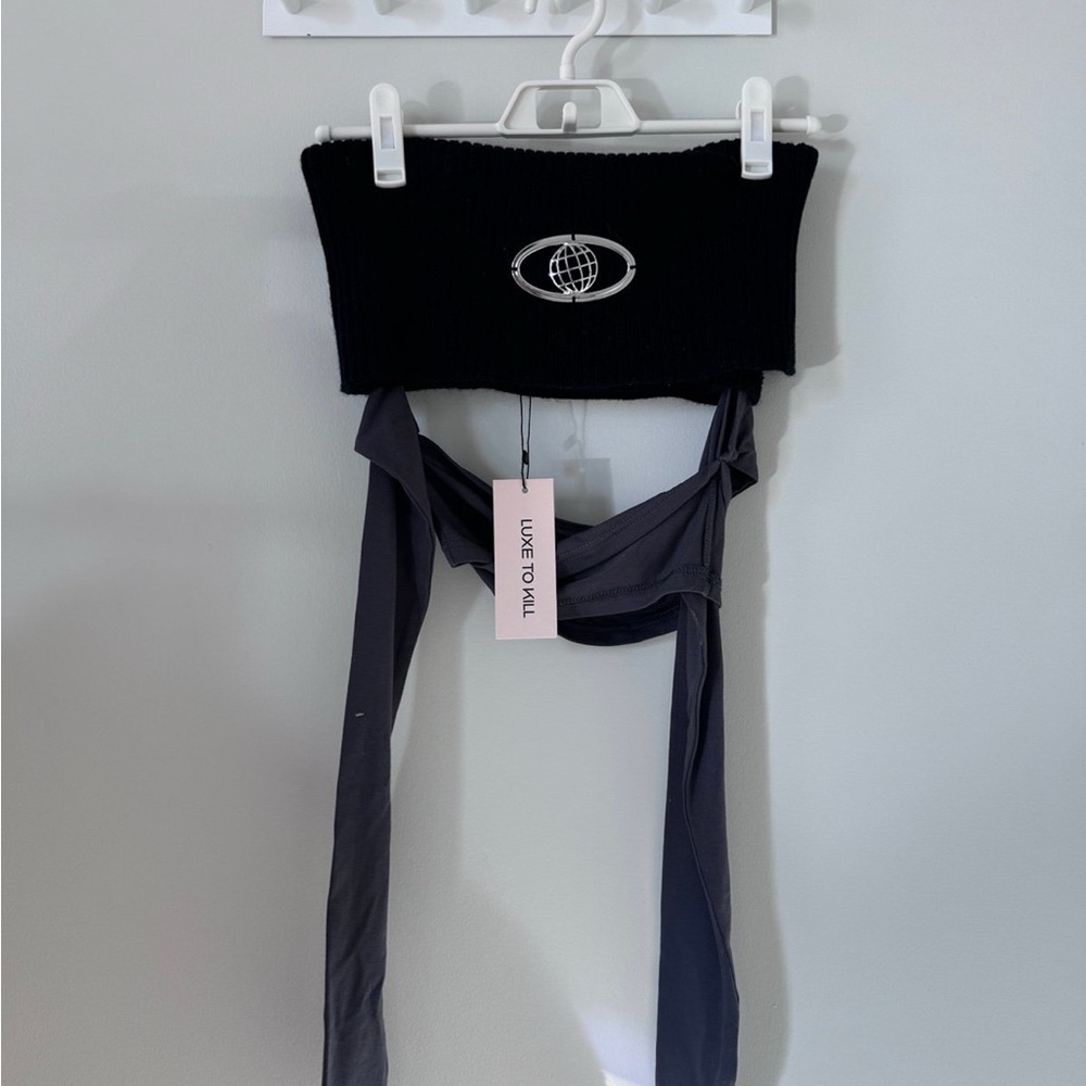 Black and Gray Tube Top with Logo